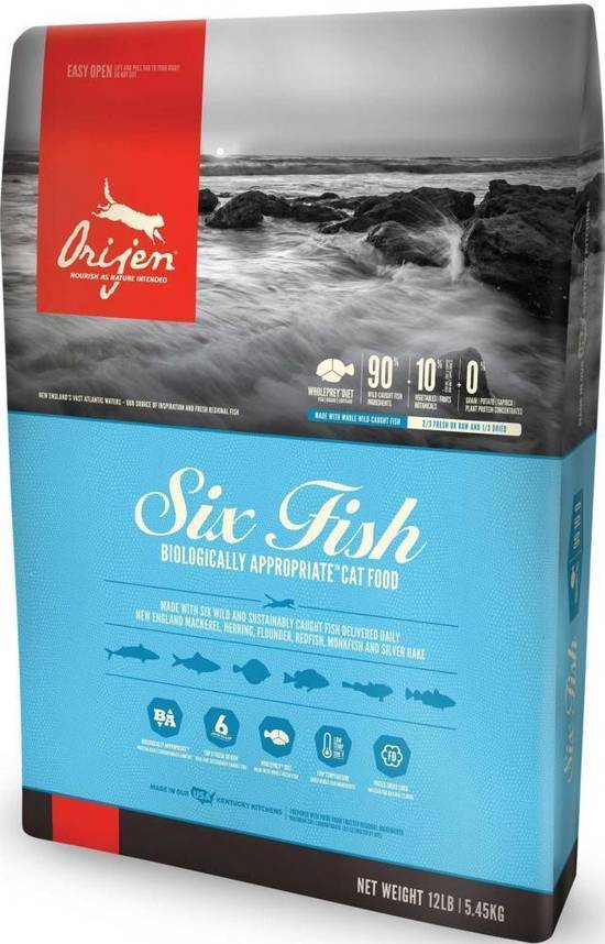 Orijen Grain Free Six Fish Dry Cat Food (4 lbs)