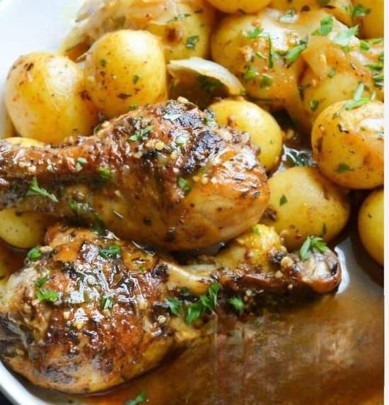 Roasted Chicken Leg (2 pcs) over rice