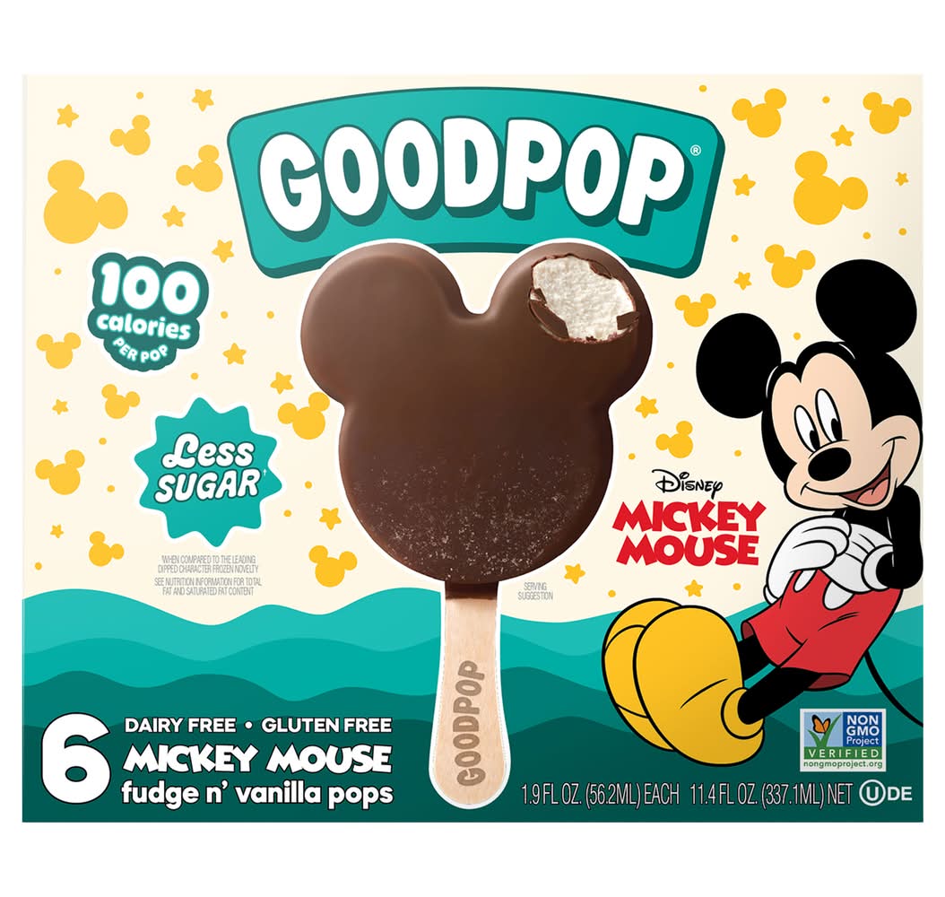 GoodPop Disney Mickey Mouse Dairy-Free Dessert Bars, 6 ct, Fudge N' Vanilla (11.4 fl oz, 6 ct)