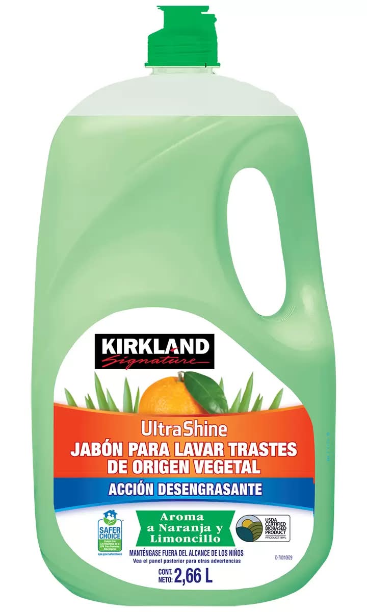 Kirkland Signature · Jabón para trastes de origen vegetal, naranja-limoncillo (2,66 L)