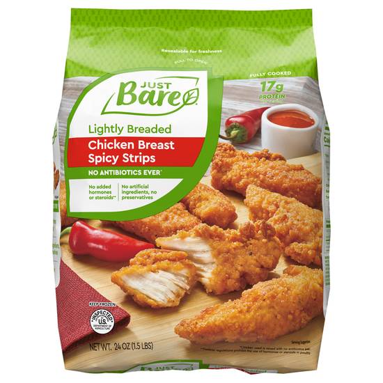 Just Bare Lightly Breaded Chicken Breast Spicy Strips