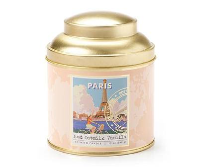 Paris Iced Oatmilk Latte Gold Tin Candle, 12 oz.