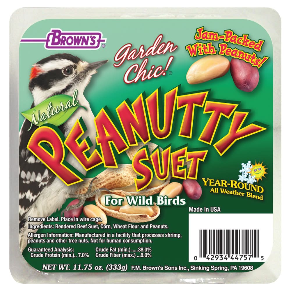 Brown's® Garden Chic!® Natural Peanutty Suet for Wild Birds (Color: Assorted, Size: 11.75 Oz)