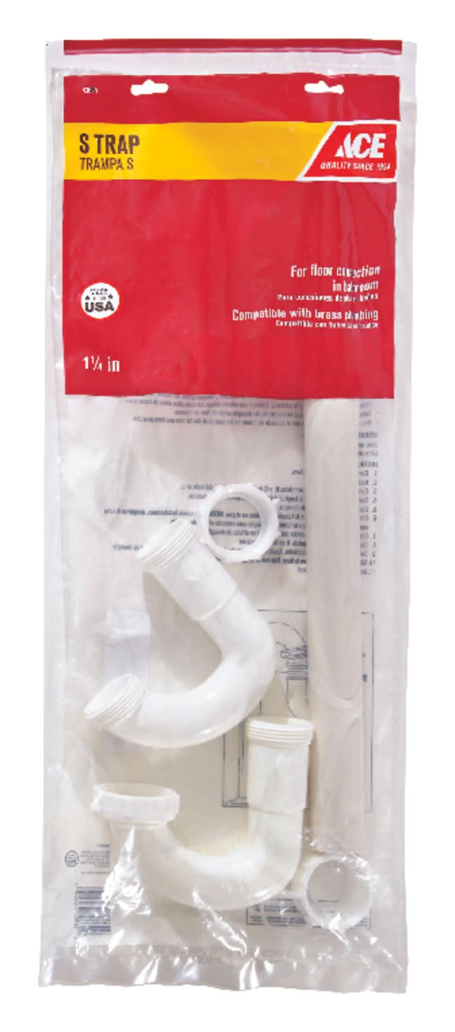 ACE 1-1/4 In. D X 20-1/2 In. L Plastic S-Trap
