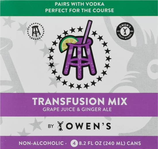 Owen's Grape Juice & Ginger Ale Transfusion Mix (4 ct, 8.2 fl oz)