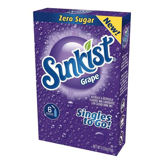 Sunkist Soda Singles to Go Drink Mix, Grape, 6 CT