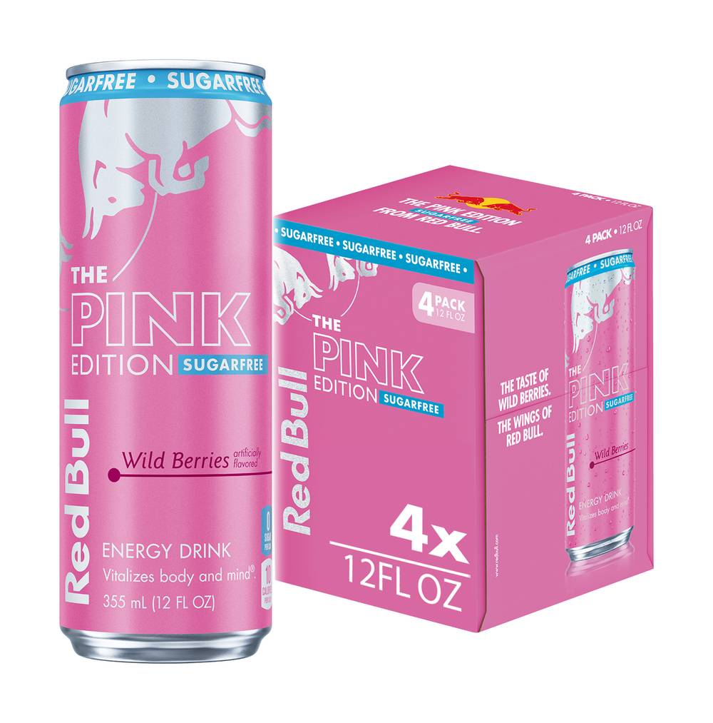 Red Bull The Pink Edition Sugarfree Energy Drink, Wild Berries (4 x 12 fl oz)