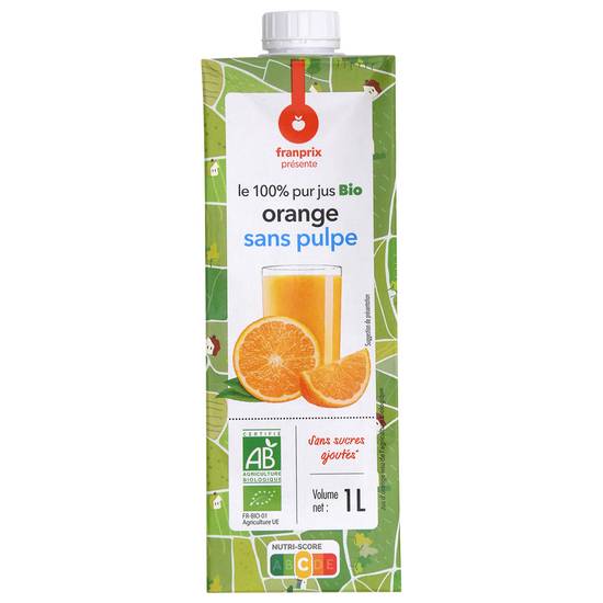 Pur jus orange sans pulpe Bio March  franprix bio 1l