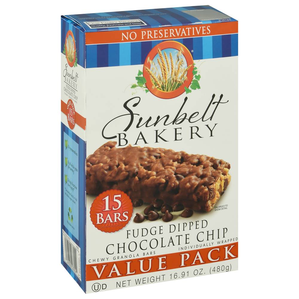 Sunbelt Bakery Fudge Dipped Chocolate Chip Chewy Granola Bars (15 ct) (1.06 lbs)