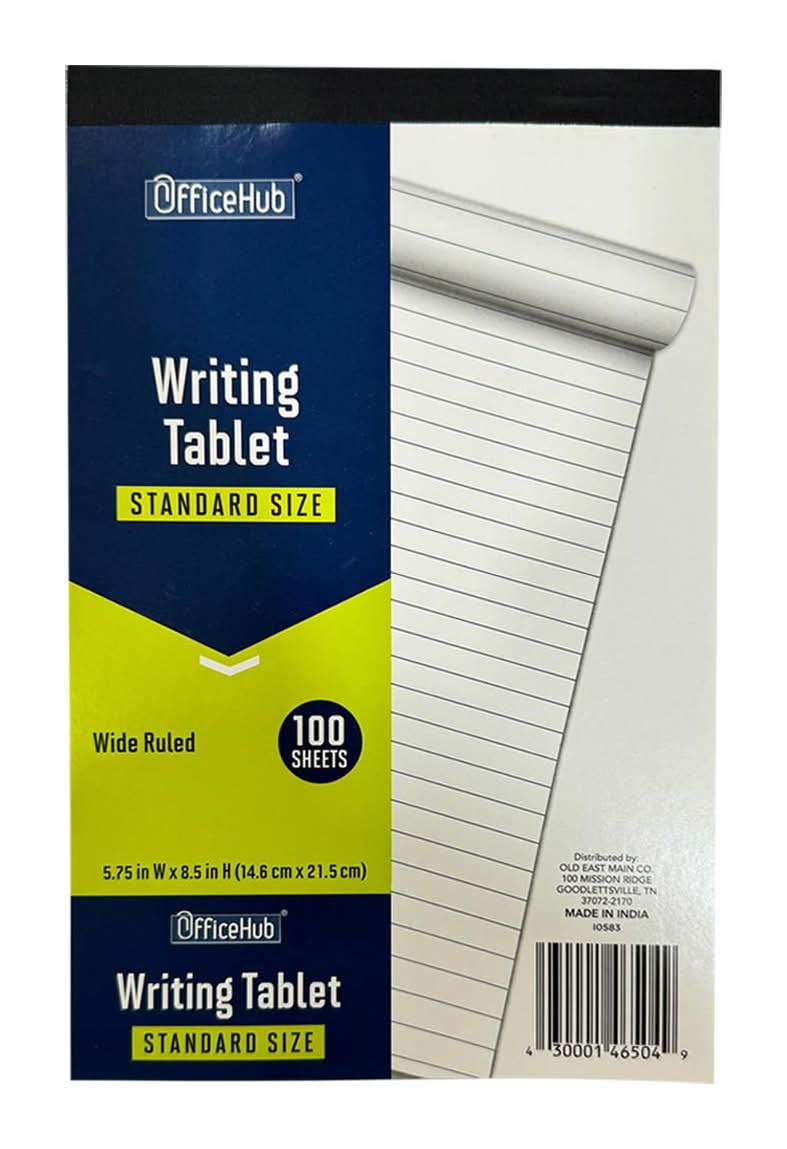 Officehub Writing Tablet Wide Ruled Paper 5.75 In X 8.5 In Notepad 100 Sheets