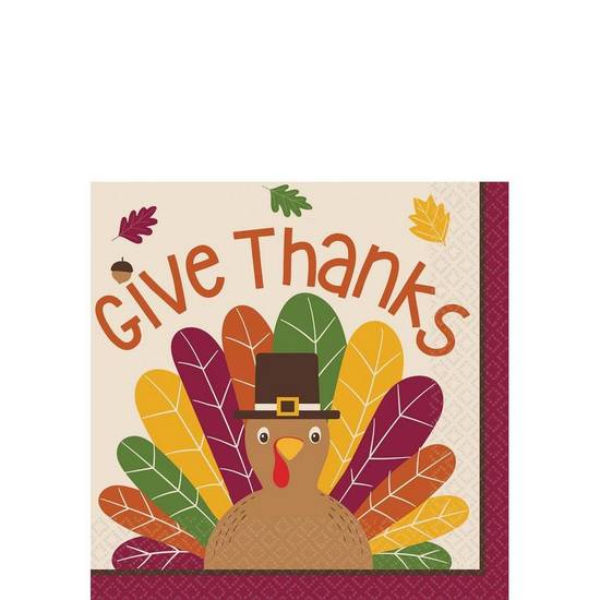 Thanksgiving Turkey Beverage Napkins 36ct