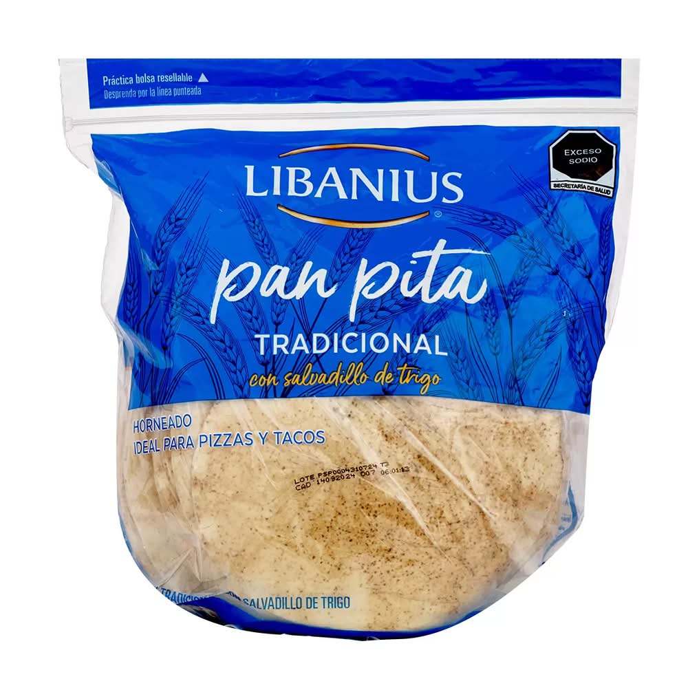 Libanius · Pan pita con salvadillo de trigo, tradicional (1,4 kg)