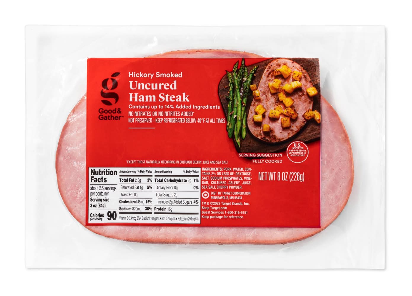 Good & Gather Hickory Smoked Uncured Ham Steak (8 oz)