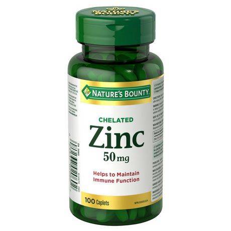Nature's Bounty Chelated Zinc Caplets 50 mg (100 units)