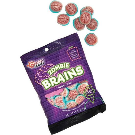 Clever Candy Gummy Zombie Brains Bag, 4.5oz - Strawberry Flavor