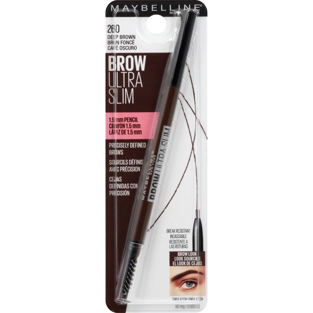 Maybelline 260 Deep Brown Ultra Slim Defining Eyebrow Pencil (90 mg)