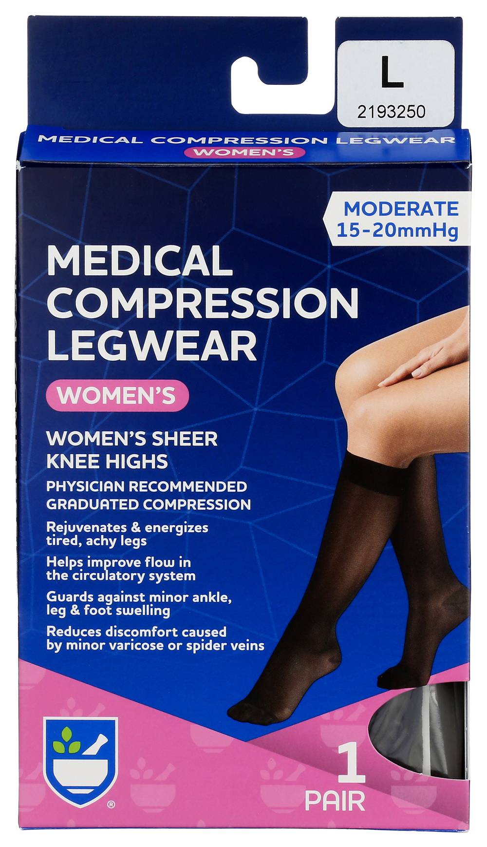 Rite Aid Womens Sheer Knee High Stocking, Large, Black