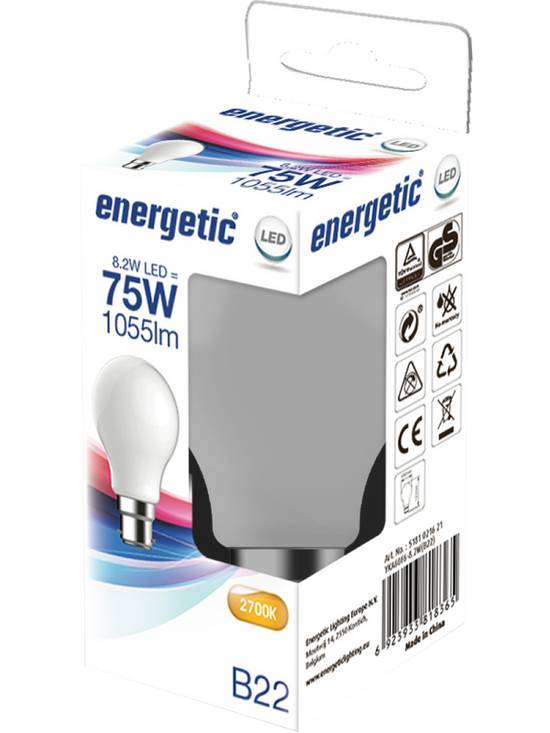 Ampoule LED A60 E22 75W Energetic x1