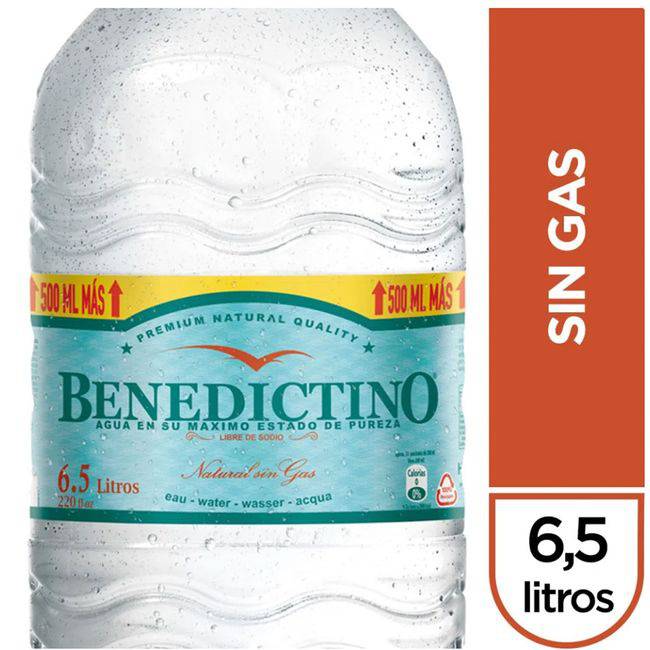 Benedictino agua purificada sin gas (bidón 6.5 l)