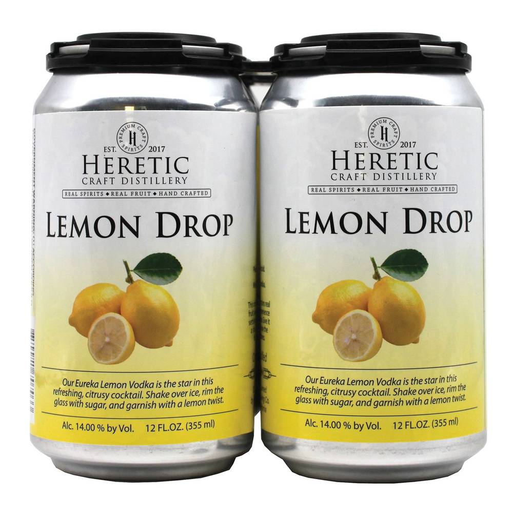 Heretic Lemon Drop Vodka Citrus Liquor (4 pack, 12 fl oz)