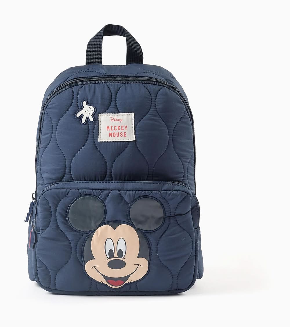 Mochila Acolchoada Mickey Mouse Para Bebé E Menino, Azul-Escuro (Azul Escuro - S)
