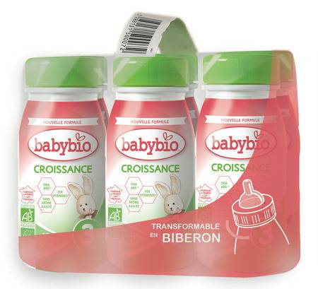 Bio - Lait bébé 3ème âge croissance Bio BABYBIO - le lot de 6 bouteilles- 150cL -