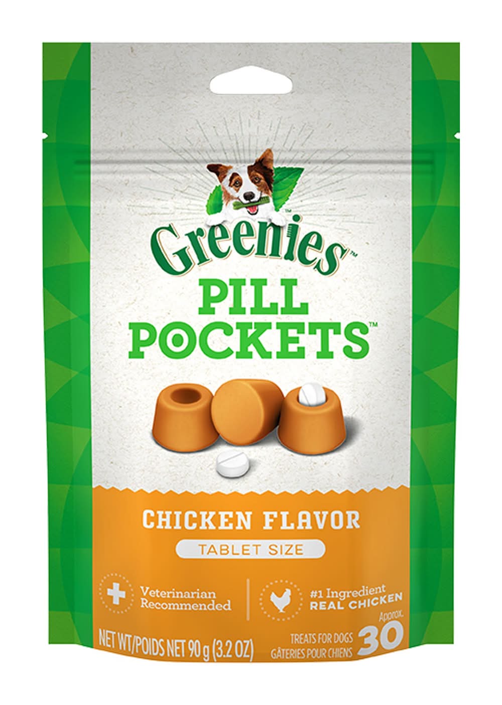 Greenies Pill Pockets for Dogs, Canine Treats, Tablet Size, Chicken Flavor, 3.2 oz, 30ct (Flavor: Chicken)