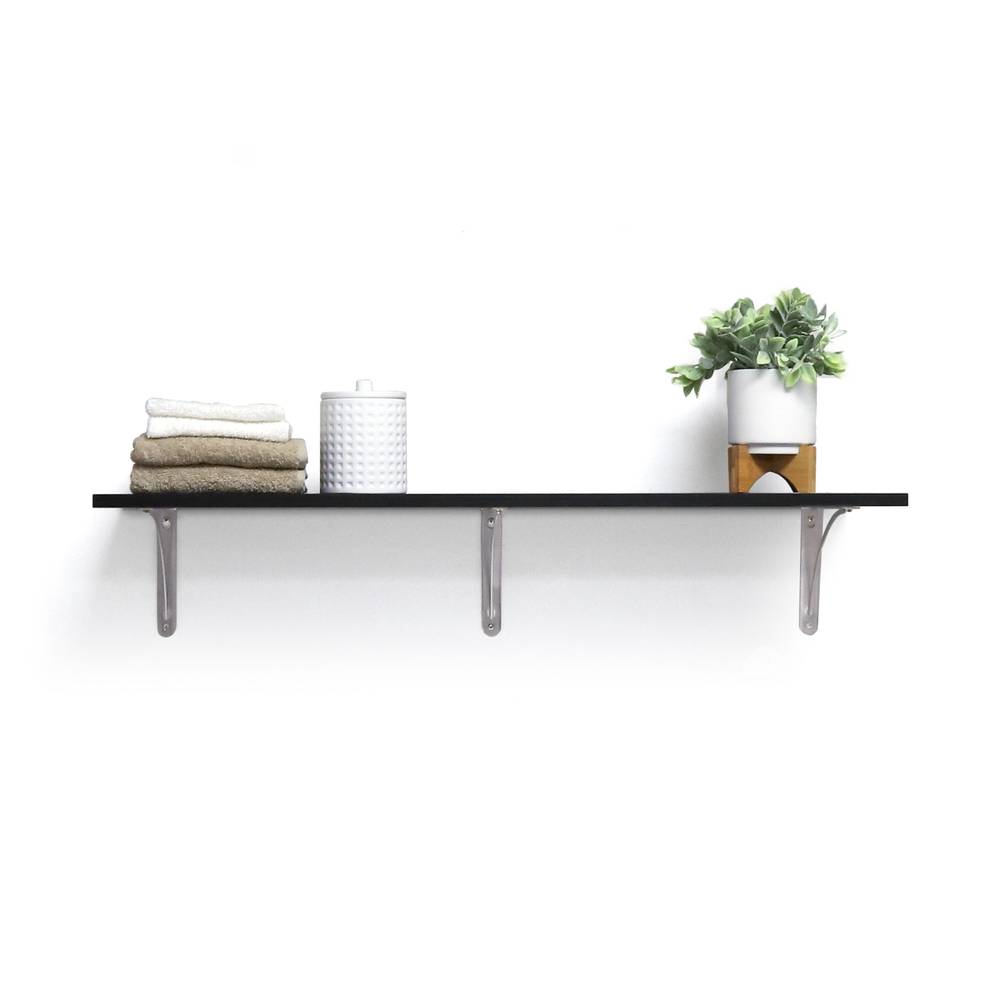 Style Selections 71.7-in L x 11.7-in D x 0.6-in H Black Rectangular Shelf Board | 9400024