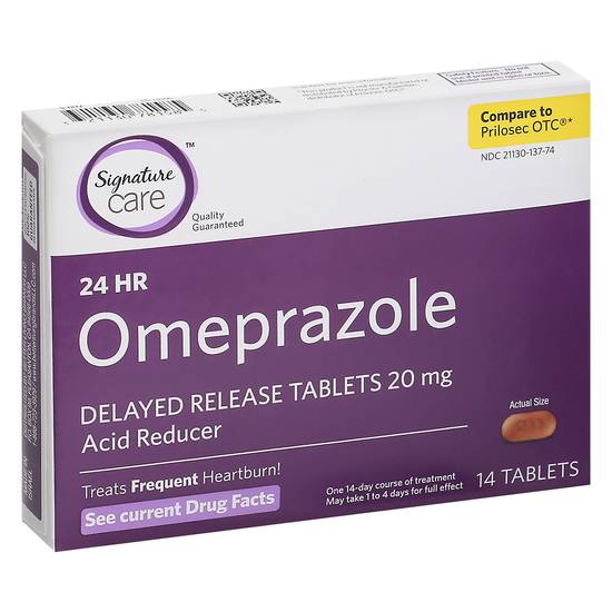 Signature Care Omeprazole Acid Reducer 20 mg Tablets (14 ct)