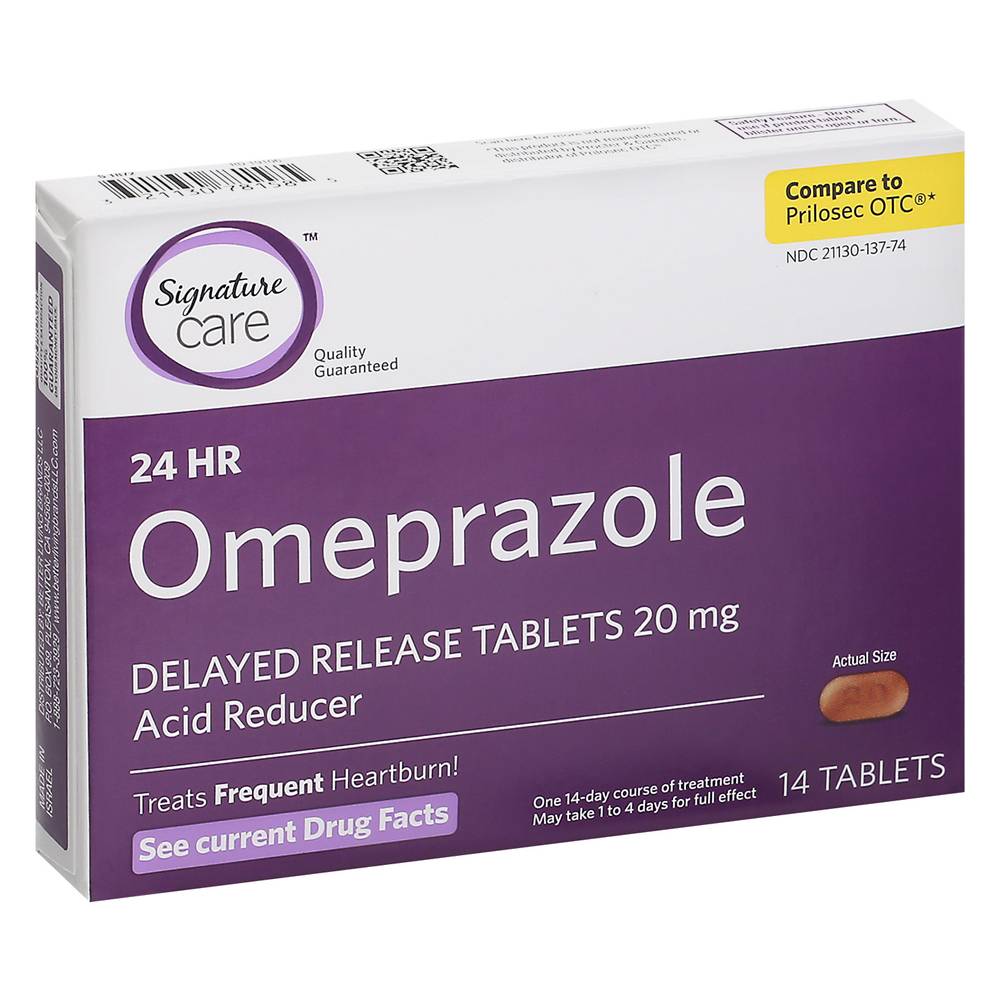 Signature Care Omeprazole Acid Reducer Tablets 20 mg (14 ct)