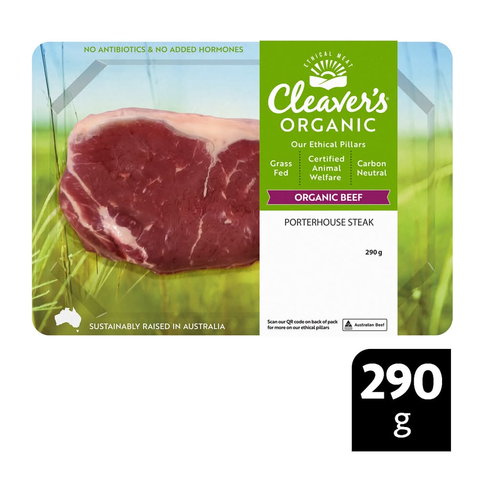 Cleaver's Organic Beef Porterhouse Steak (290g)