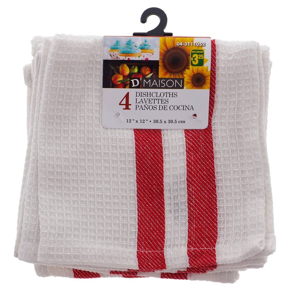 Paramount Home Style Cotton Cloths, 30.5x30.5 cm, White-Red (4 ct)
