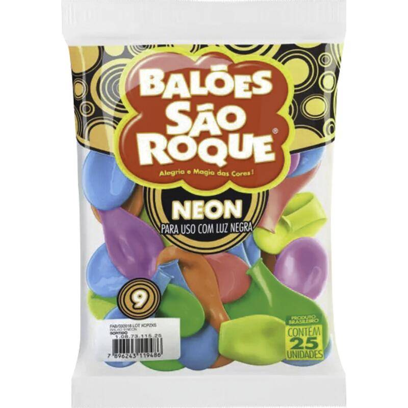 São roque balões neon cores sortidas nº9 (25 unidades)