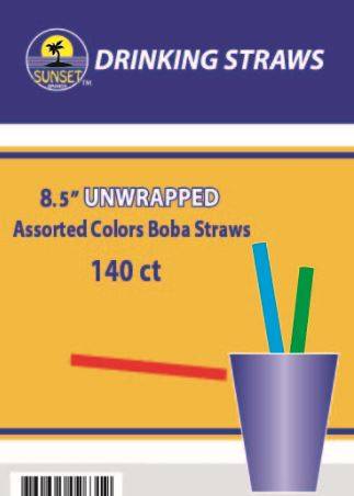 Sunset - Neon Boba Straws, 8.5" - 140 ct (6 Units per Case)