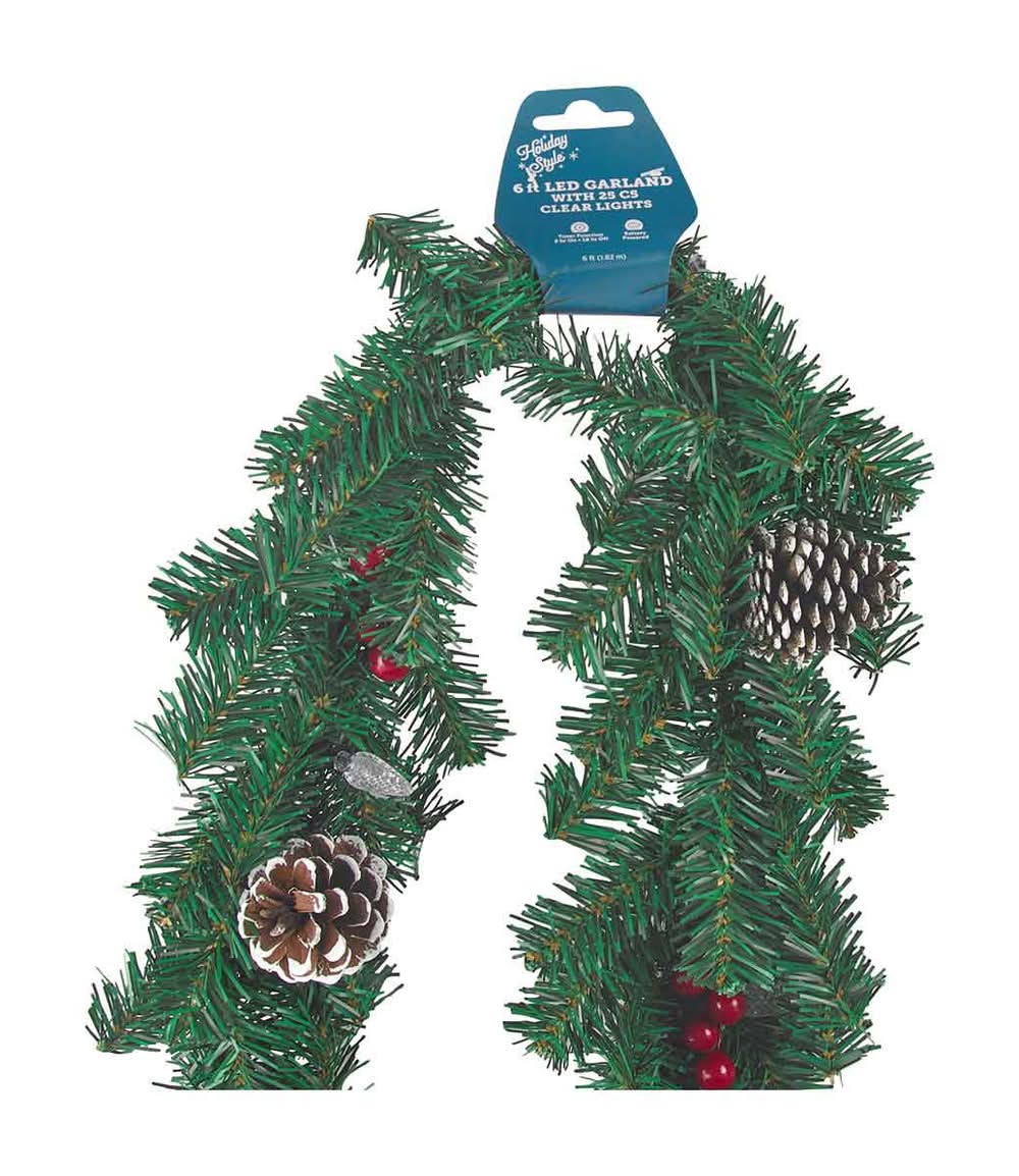 Holiday Style Battery Operated Garland With Led Lights