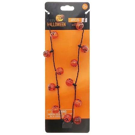 Festive Voice Happy Halloween Mini Light Up Pumpkin Necklace