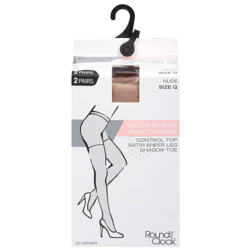 Round the Clock Nude Satin Sheer Pantyhose