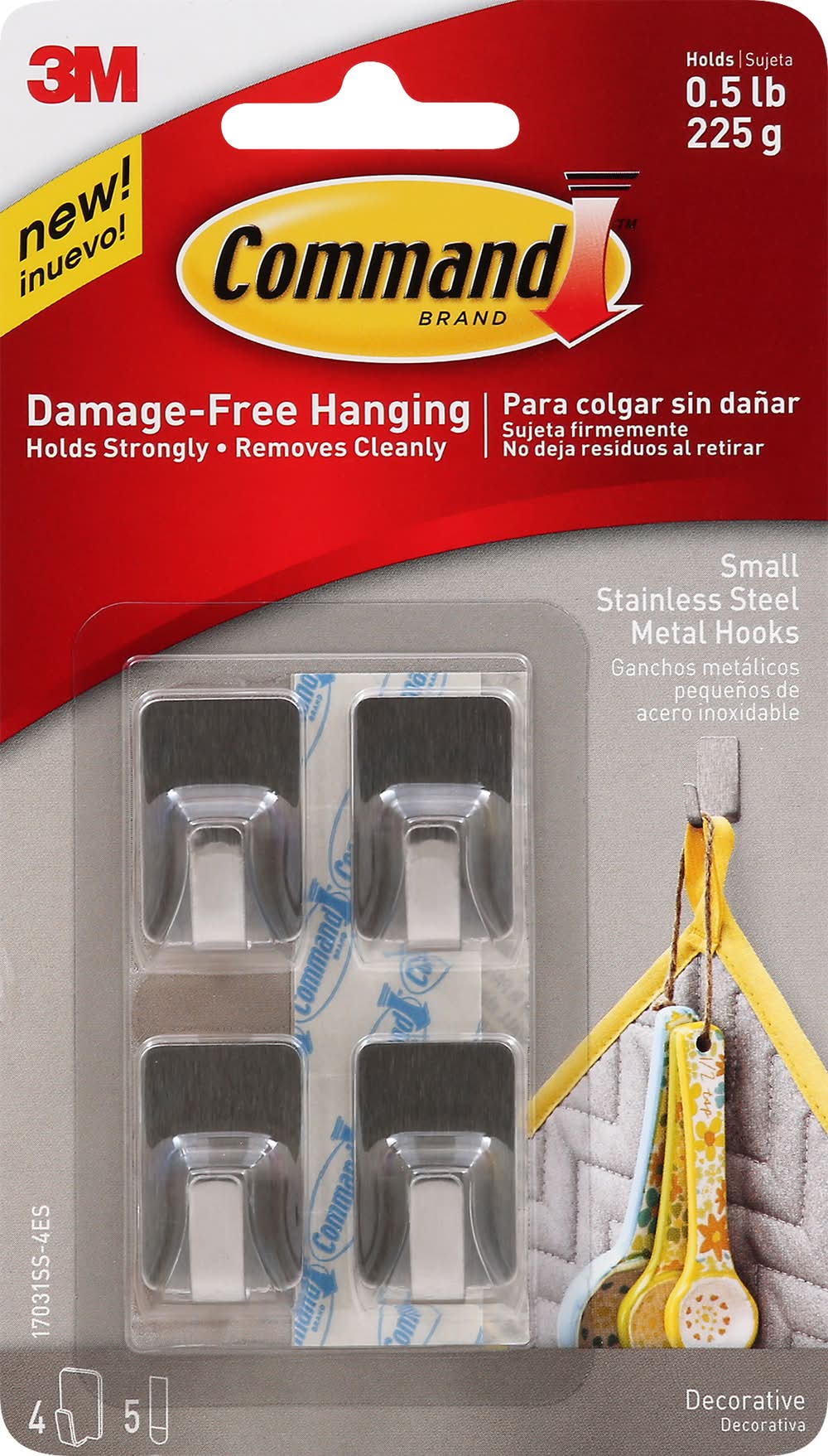 Command Small Stainless Steel Metal Hooks (6.4 oz)