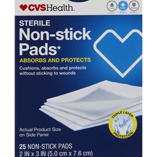 CVS Health Sterile Non-Stick Pads, 2 IN x 3 IN, 25 CT