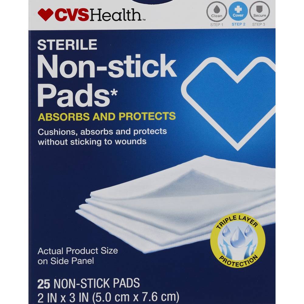 Cvs Health Sterile Non-Stick Pads, 2 In X 3 In, 25 Ct