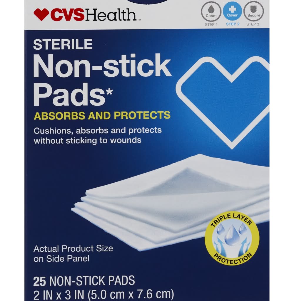 CVS Health Sterile Non-Stick Pads, 2x3 in (25 ct)