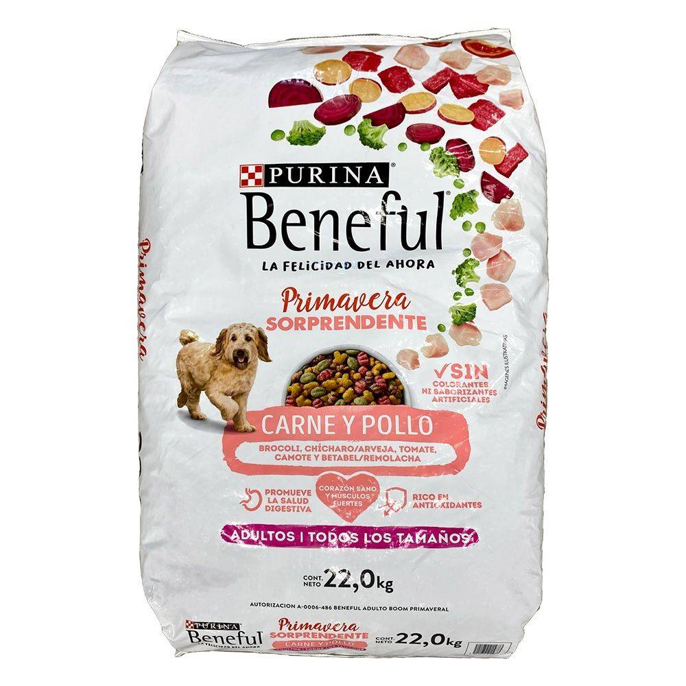 Purina · Beneful alimento seco para perros primavera sorprendente, carne-pollo, Adulto-Todas las razas (22 kg)