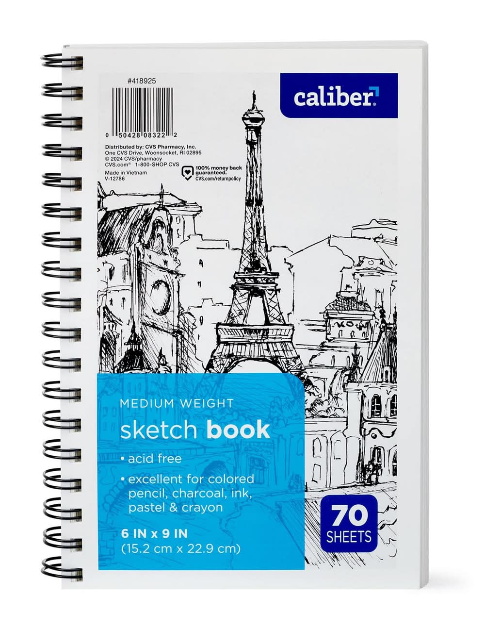 Caliber Sketch Book 9 In X 6 In, Medium Weight, 70 Sheet