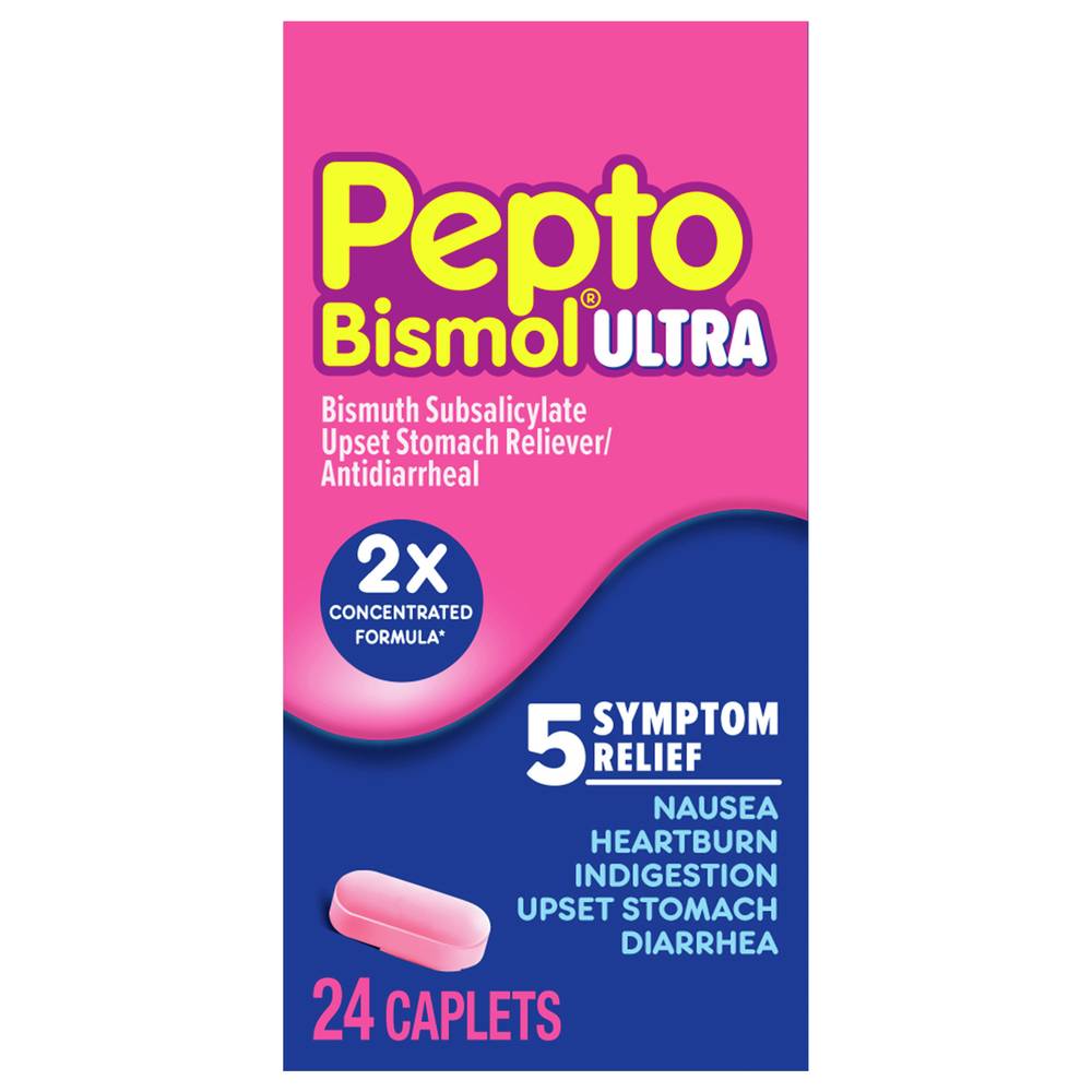 Pepto-Bismol Ultra Antidiarrheal & Upset Stomach Reliever Caplets (1.12 oz, 24 ct)