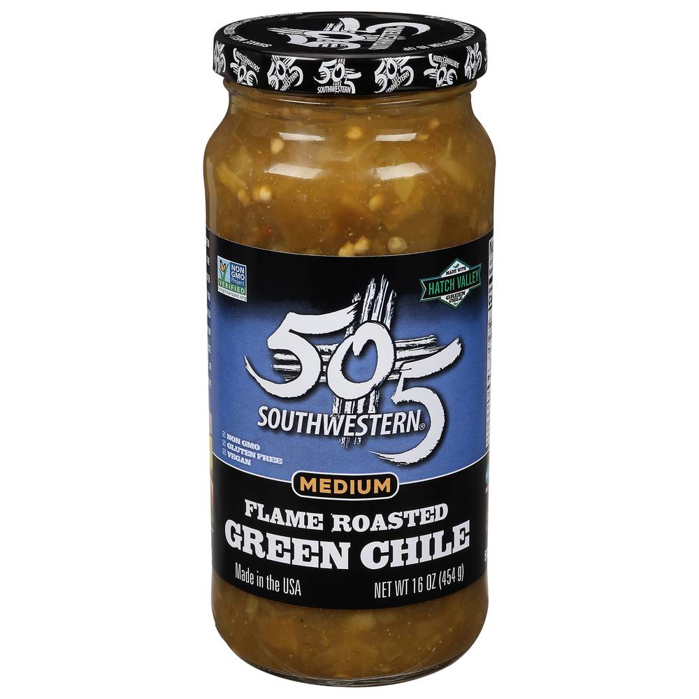 505 Southwestern Hatch Valley Flame Roasted Green Chile Medium Salsa (16 oz)