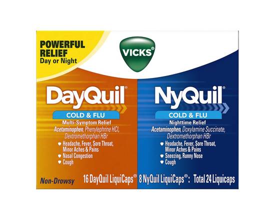Vicks · DayQuil & NyQuil Cough Cold & Flu Multi-Symptom Relief (24 liquicaps)