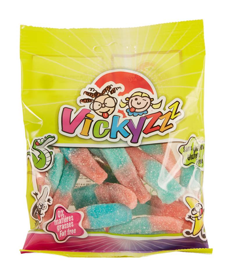 Serebis - Bonbons bouteilles roses et bleues vickyzzz halal (100g)
