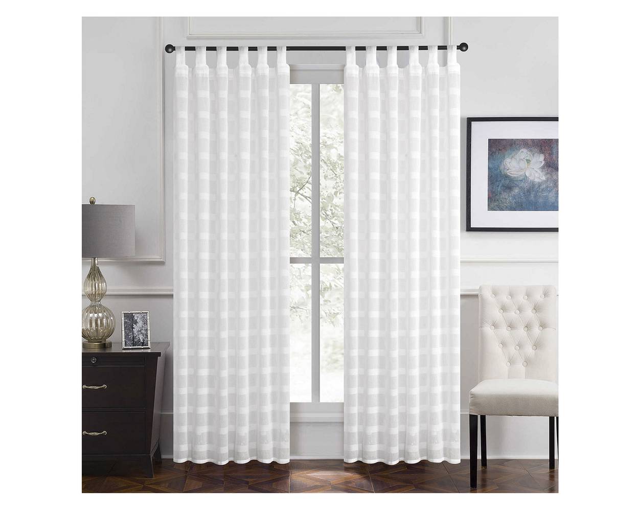 Cotidiana cortina velo líneas blanco (140 x 230 cm)