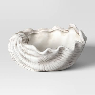 Threshold Small Shell Ceramic Planter, 6.75x7 in, White