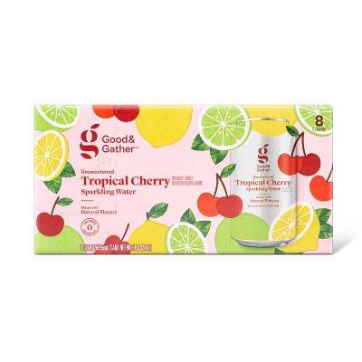 Good & Gather Unsweetened Sparkling Water, Tropical Cherry (8 x 12 fl oz)